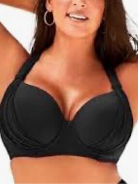 2bamboo Women’s Black Halter Bikini Top - Supportive Swim Bra